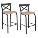 Ver imagem 1 de Conjunto 2 Banquetas para Cozinha Assento Anatômico Paris Bege/Preto/Linho
