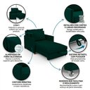 Ver imagem 3 de Poltrona Retrátil Cama Solteiro 2 em 1 Zia Confortável e Funcional Veludo Verde - Abmaza