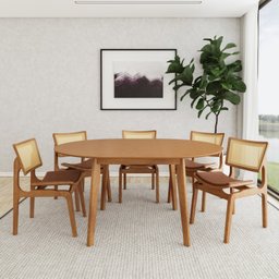 Conjunto de Mesa Extensível Redonda Tarsila Yescasa com 6 Cadeiras Verônica - 1