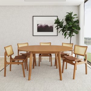 Conjunto de Mesa Extensível Redonda Tarsila Yescasa com 6 Cadeiras Verônica