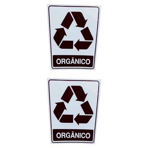 Kit 2 Placa Adesiva Sinalização Lixo Organico 15x20 Adesivo