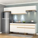 Ver imagem 3 de Armário de Cozinha Completa 260cm com Leds Veneza Up Multimóveis V2032 Branco/Dourado