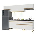 Ver imagem 1 de Armário de Cozinha Completa 260cm com Leds Veneza Up Multimóveis V2032 Branco/Dourado