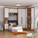 Ver imagem 1 de Conjunto de Quarto Infantil Completo Modulado 5 Peças Ella Yescasa Marrom/Nogal/Branco