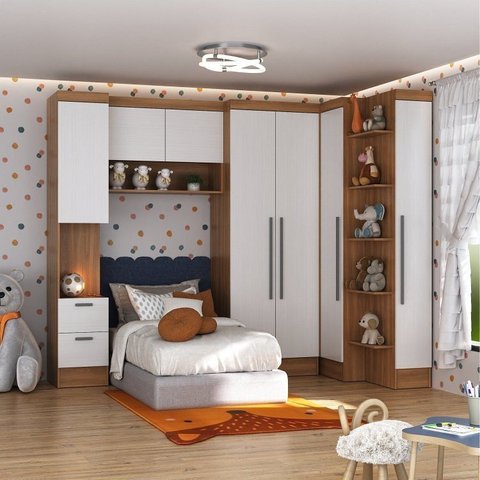 Conjunto de Quarto Infantil Completo Modulado 5 Peças Ella Yescasa