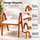 Ver imagem 6 de Kit 8 Cadeiras de Jantar Valentina Madeira Maciça Estofada:Branco Facto/Cerejeira
