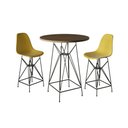 Ver imagem 1 de Jogo Mesa Bistrô Eames Tampo Amêndoa 60Cm 2 Banquetas Amarela Base Ferro Preto - Cor: Amendoa