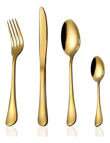 Kit Faqueiro Maleta De Talheres Inox 24 Peças Dourado Luxo - 4