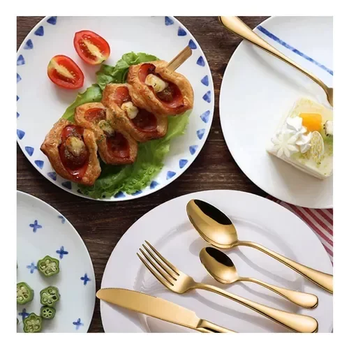 Kit Faqueiro Maleta De Talheres Inox 24 Peças Dourado Luxo - 2