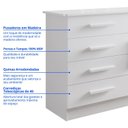 Ver imagem 5 de Cômoda Florença Tampo MDF 4 Gavetas com Sapateira Branco