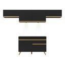 Ver imagem 7 de Armário de Cozinha Compacta 260cm com Leds Veneza Up Multimóveis V2022 Preto/Dourado