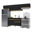 Ver imagem 1 de Armário de Cozinha Compacta 260cm com Leds Veneza Up Multimóveis V2022 Preto/Dourado