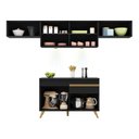 Ver imagem 6 de Armário de Cozinha Compacta 260cm com Leds Veneza Up Multimóveis V2022 Preto/Dourado