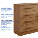 Ver imagem 4 de Cômoda com Sapateira 4 Gavetas e 1 Porta MDF Florença Marrom/Cinamomo