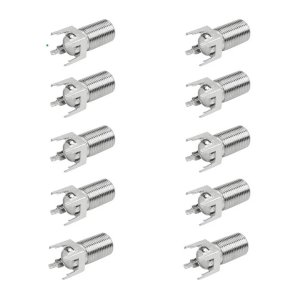 Kit 50x Conector F Fêmea Rosca 180° para Placa Pci – Soldável