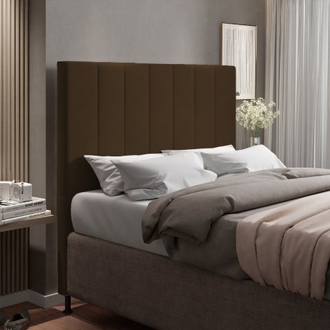Cabeceira Casal King Cama Box 195cm para Quarto Malibu Suede Marrom M11 - D’Rossi