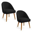 Ver imagem 1 de Kit 02 Cadeiras Poltrona de Jantar Estofada Luna Boucle Pés Palito Castanho - Pallazio