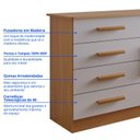 Ver imagem 5 de Cômoda Florença 4 Gavetas Tampo MDF com Sapateira Marrom/Cinamomo/Off White