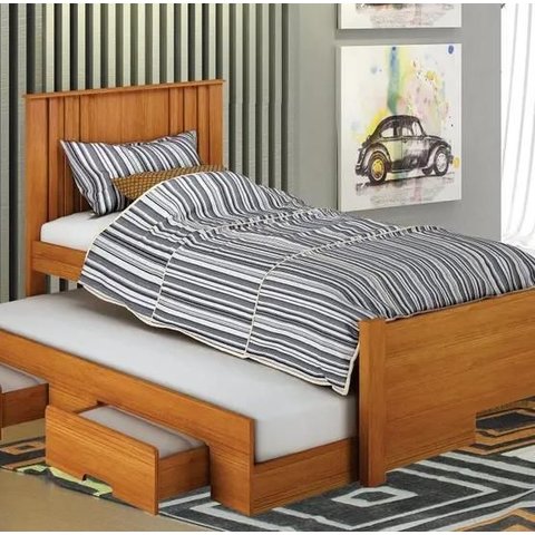 Cama Solteiro Milano com Auxiliar Cinamomo - Leifer