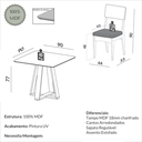 Ver imagem 3 de Conjunto Sala de Jantar Mesa Quadrada 90cm com 4 Cadeiras MDF Carvalho Rosé/Bege Claro