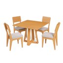 Ver imagem 2 de Conjunto Sala de Jantar Mesa Quadrada 90cm com 4 Cadeiras MDF Carvalho Rosé/Bege Claro