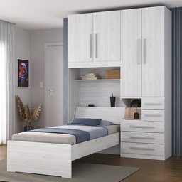 Dormitório de Solteiro sem Cama 1225s Direito Carvalho Claro - 1