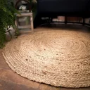 Ver imagem 5 de Tapete Redondo de Juta Natural 90 cm Bege Fibra 100% Natural para Sala Quarto Entrada Varanda