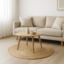 Ver imagem 3 de Tapete Redondo de Juta Natural 90 cm Bege Fibra 100% Natural para Sala Quarto Entrada Varanda