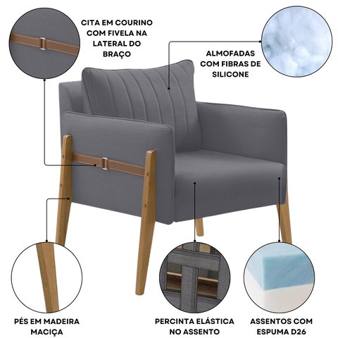 Poltrona Decorativa para Sala de Estar Orion