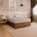 Ver imagem 1 de Baú Queen Bipartido Suede Marrom + Colchão D33 One Face Branco- e-Shop Casa