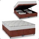 Ver imagem 6 de Baú Queen Bipartido Suede Marrom + Colchão D33 One Face Branco- e-Shop Casa
