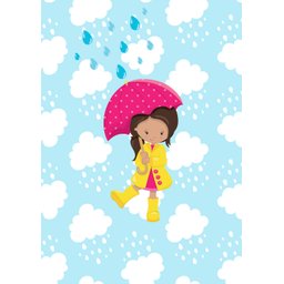 Kit Três Quadros Menina, Chuva, Guarda-Chuva - 2