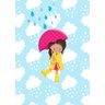 Kit Três Quadros Menina, Chuva, Guarda-Chuva - 2