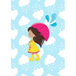 Kit Três Quadros Menina, Chuva, Guarda-Chuva - 4