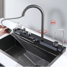 Cuba Inteligente Gourmet Cozinha Pia Premium C/ Torneira Lavador Copos Aço Inox Multifuncional Preta - 1