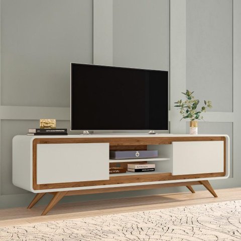 Rack Bancada 2 Portas para Tv até 70 Polegadas Channel Nature/off White
