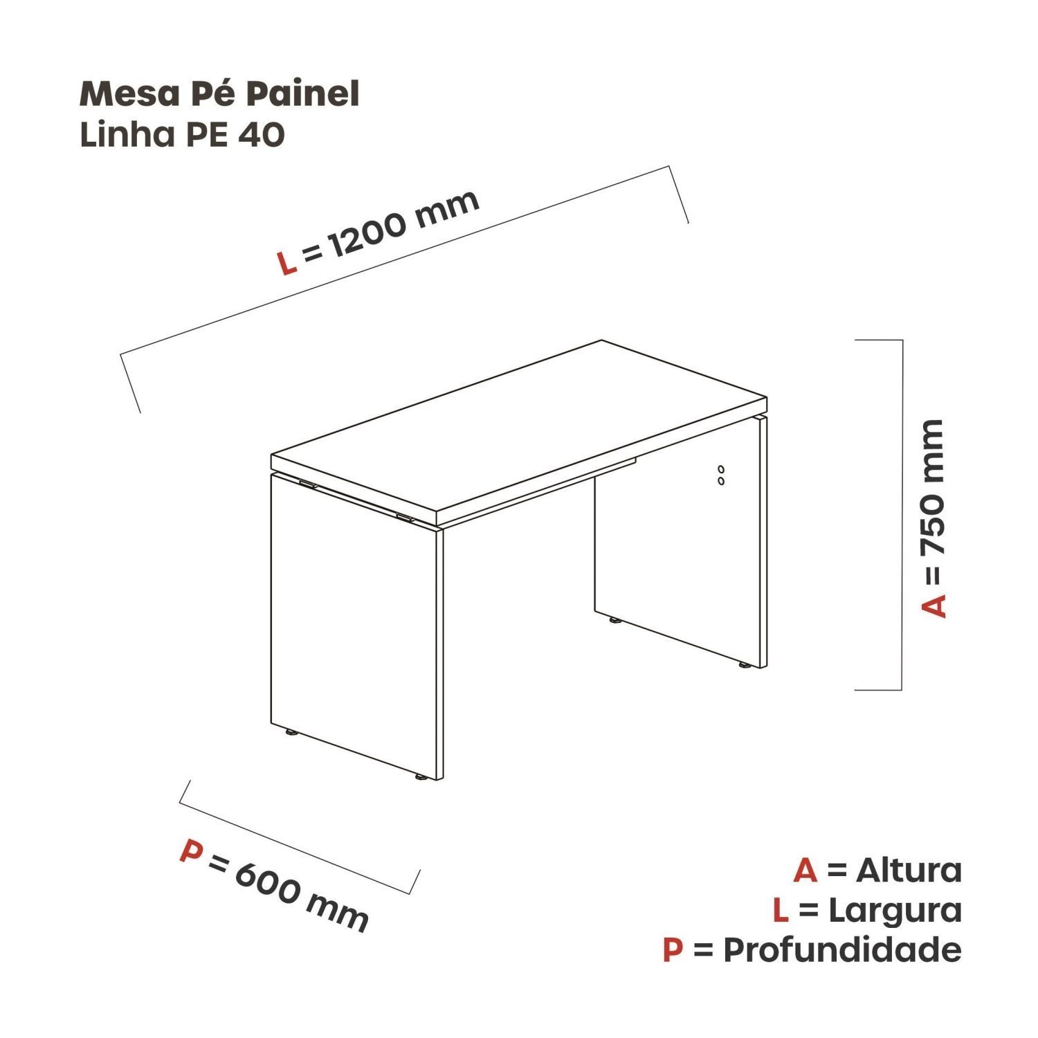 Mesa para Escritório Diretor 120x60cm Pe40 - 2