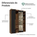 Ver imagem 4 de Guarda-Roupa Solteiro 4 Portas Batentes com Espelho Rustic/Preto/Rustic Netuno Madesa