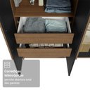 Ver imagem 7 de Guarda-Roupa Solteiro 4 Portas Batentes com Espelho Rustic/Preto/Rustic Netuno Madesa