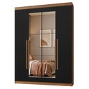 Ver imagem 2 de Guarda-Roupa Solteiro 4 Portas Batentes com Espelho Rustic/Preto/Rustic Netuno Madesa