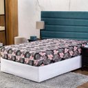 Ver imagem 1 de Capa de Colchão Casal 25cm com Zíper Protetor de Malha Estampada 1 Peça:23 Flor Rosa e Cinza