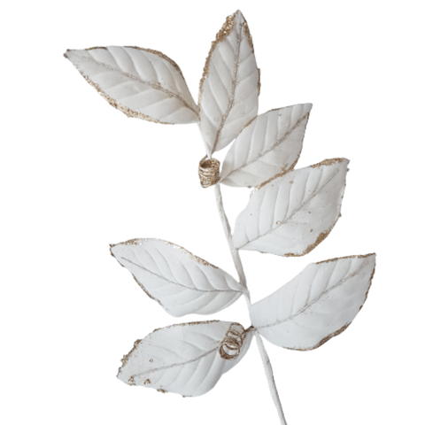 Galho Decorativo Veludo Branco 65cm