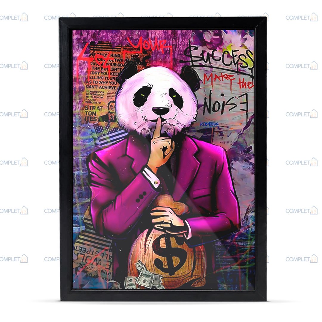 Quadro Panda Money - Panda Rei do Dinheiro Moldura e Vidro - 3