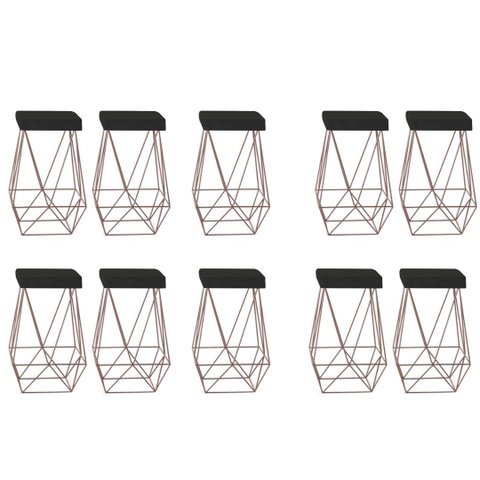 Kit 10 Puffs Luci cor bronze assento preto-GatMagazine GAT MAGAZINE