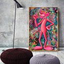 Ver imagem 5 de Quadro Pantera Cor de Rosa:150x100/BRANCA