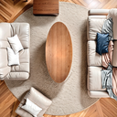 Ver imagem 3 de  Mesa de Centro em MDF Oval Orgânico Laminada 100x45cm Londres