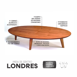 Mesa de Centro Oval Orgânico Laminada 100x45cm Londres - 4