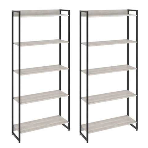 Kit 2 Estantes Multiuso Escritório Industrial 5 Prateleiras Areta 186x80cm C01 Snow - Lyam Decor