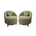 Ver imagem 1 de Kit 02 Poltronas Orgânicas Curvas Amsterdã Boucle Verde Oliva - Montanari's Decor