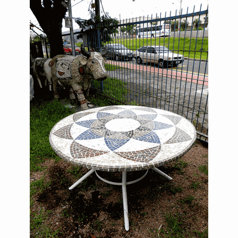 Mesa em Mosaico Mandala Indiana Ii - Somente o Tampo 90cm